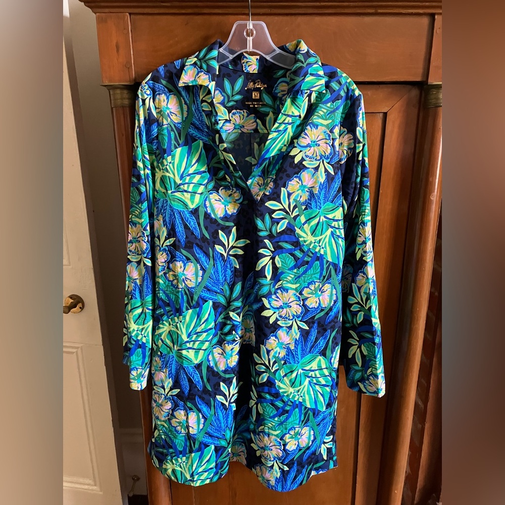 Lilly Pulitzer Blue and Green Floral Mini Dress